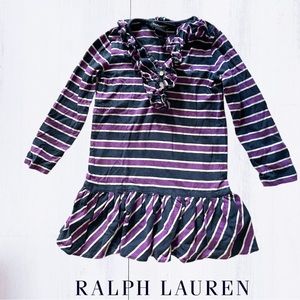 Striped long sleeve ruffle dress toddler
